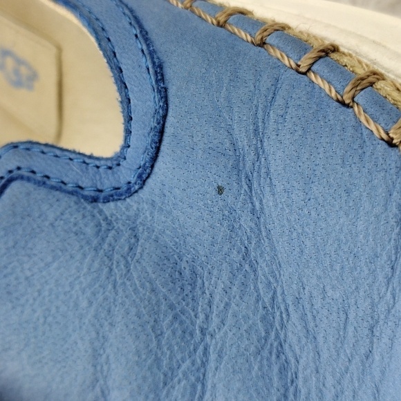 Ugg Australia Caleel Blue Leather Upper Round Toe Espadrille Slip On Mule Shoe - Picture 14 of 16